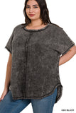 CURVY WASHED BABY WAFFLE SS TOP