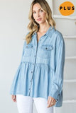 LIGHT DENIM BABYDOLL TOP