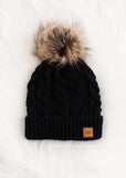 CABLE KNIT FAUX POM BEANIE