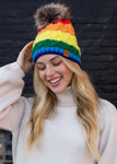 RAINBOW FAUX CABLE KNIT BEANIE
