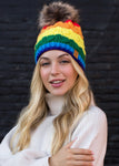 RAINBOW FAUX CABLE KNIT BEANIE