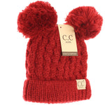 KIDS SOLID DOUBLE POM CC BEANIES