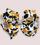 COW SPOT & SUNFLOWER PRINTED HAIR BOWS WITH RHINESTONES