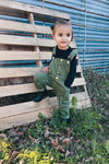 GREEN DISTRESSED DENIM OVERALL
