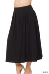 HIGH WAIST PLEATED MIDI SKIRT (CURVY)