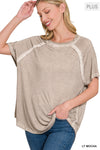 CURVY WASHED SS BOAT-NECK TOP