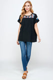 BLACK FLORAL EMBROIDERY TOP