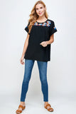 BLACK FLORAL EMBROIDERY TOP