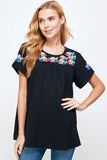 BLACK FLORAL EMBROIDERY TOP