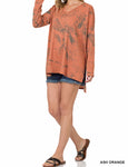SOFT F/TERRY PRINTED DOLMAN LONG SLEEVE TOP