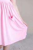 BUBBLEGUM PINK S/S POCKET TWIRL DRESS