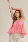 CRINKLED TIERED RUFFLE TOP