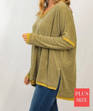 SOLID LONG SLEEVE V-NECK TOP