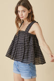 CRINKLED TIERED RUFFLE TOP