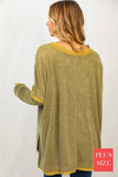SOLID LONG SLEEVE V-NECK TOP