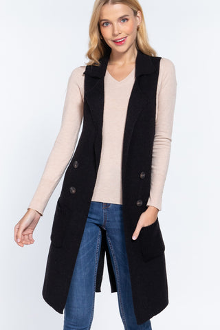 NOTCHED COLLAR SWEATER VEST