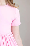 BUBBLEGUM PINK S/S POCKET TWIRL DRESS