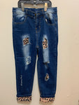 GIRL'S LEOPARD PATCH JEANS