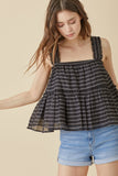 CRINKLED TIERED RUFFLE TOP