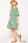 DUSTY GREEN DOT FLOWY DRESS