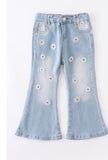 BLUE EMBROIDERY BELL DENIM JEANS