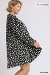 CURVY AP SPLIT PUFF SLEEVE DRESS