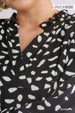 CURVY AP SPLIT PUFF SLEEVE DRESS